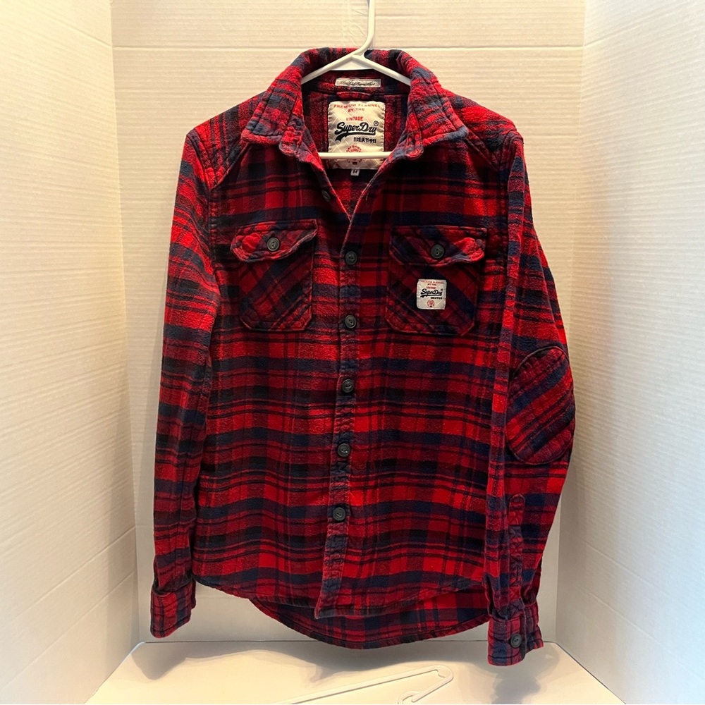 Superdry Red and Black Plaid/Flannel Shirt– Men’s Medium